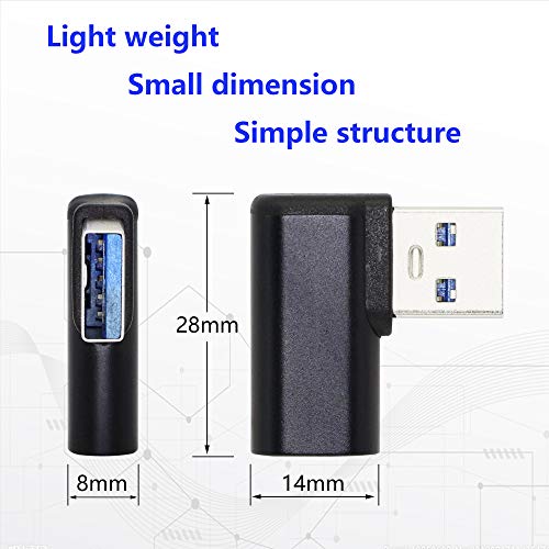 CERRXIAN 90 Degree USB C to USB A Adapter, Right Angle & Left Angle USB A 3.0 Male to USB Type C 3.1 Female Connector for Laptops, Wall Chargers, Power Banks(2-Pack)