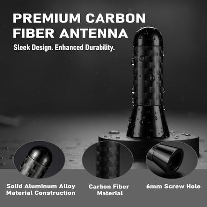 1.4" Carbon Fiber Short Antenna Compatible with Ford, Dodge, Toyota, Nissan, Mazda AM/FM Radio Aluminum Black Aerial Mast Universal Replacement