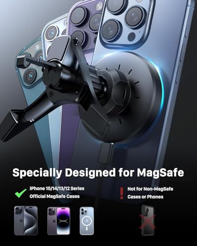 YOSH Mag-Safe Car Mount Charger for Mercedes Benz/Mini Cooper 2020-23&Countryman, Audi A1, Mercedes Benz Car Accessories, 15W Fast Charging Magnetic Wireless Charger for iPhone 16 15 14 13 12 Series
