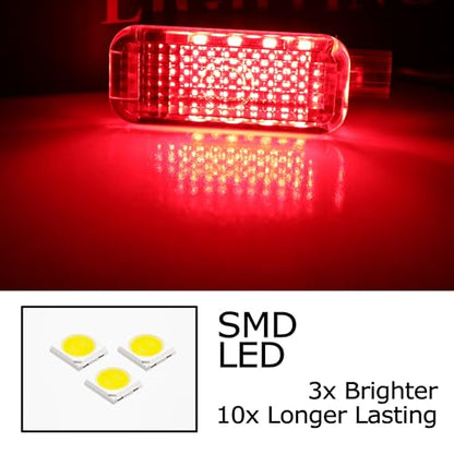 iJDMTOY Clear Lens Brilliant Red LED Footwell, Door Sill, Side/Under Door Lights, Compartment Glove Box or Trunk Cargo Lights, Compatible With Audi A1 A3 A4 A5 A6 A7 A8 Q3 Q4 Q5 Q7 Q8 - style: Red