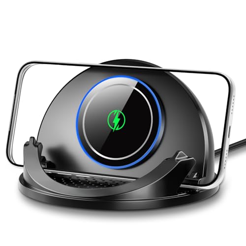 Beeasy 15W Qi Wireless Car Charger for Dashboard, Built‑in Cooling Fan, Nano Sticky Gel Non‑Slip Car Phone Holder, Wireless Car Charger Mount for iPhone Samsung Android Smartphones