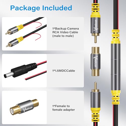 Backup Camera RCA Video Cable Kits,25 FT Car Reverse Rear View Camera Video Extension Cord with Detection Wire, Female-to-Female Coupler for Car AV Reversing Camera, CCTV, DVD, TV Box, RV, Truck, Bus - size: 25 FT