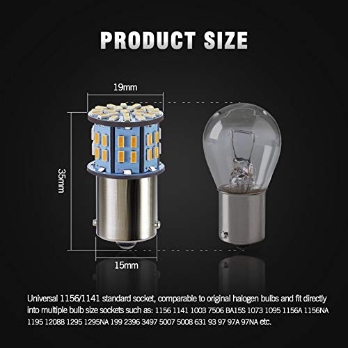 Antline 1156 1141 1003 7506 BA15S LED Bulbs Warm White/Yellow 20-Packs, Super Bright 3014 50-SMD LED Replacement for 12 Volt RV Camper Trailer Boat Trunk Interior Light Bulbs - color: Warm White