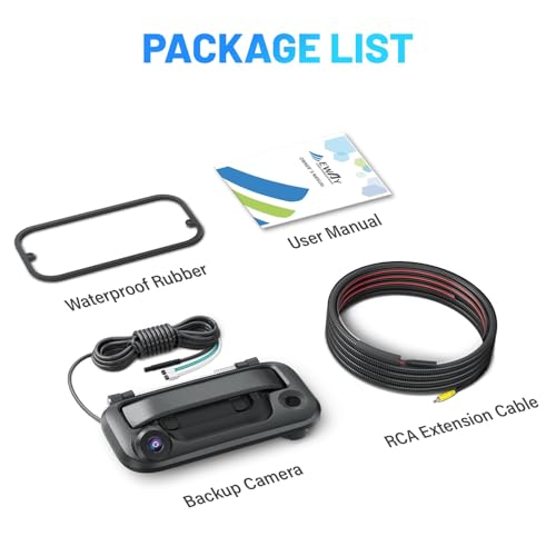 EWAY Tailgate Handle Rear Backup Camera for 2004-2016 Ford F150 F250 F350 F450 F550 Super Duty Explorer Lobo, Lincoln Mark LT Tailgate Latch Door Handle Reverse Back Up Camera RCA Connector w/Key Hole
