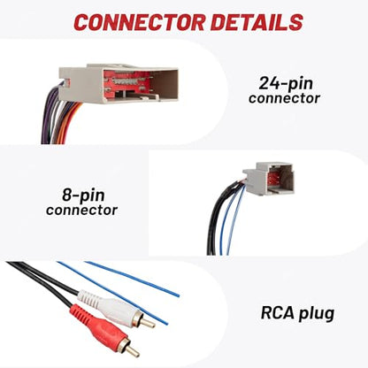 RED WOLF Car Radio Wiring Harness W/Anetnna Adapter RCA Input for Ford Mustang 2004-2009, Hyundai Sonata 2006-2008, Mercury Mariner 2008-2011 Install Aftermarket Stereo CD Player Wire Cable