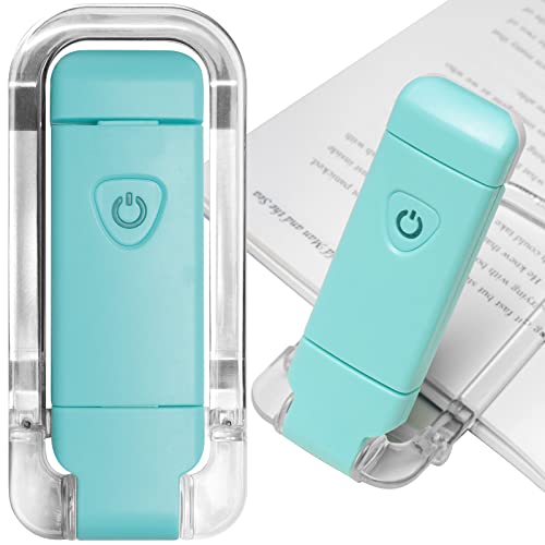 EGWASER Book Reading Light, Portable USB Rechargeable LED Clip on Book Lights for Reading in Bed, 3 Brightness Adjustable Dimmable Bookmark Light for Eye-Protection, Reading Lamp (Blue) - color: 1-Pack Blue