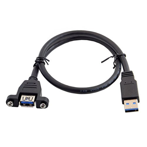 chenyang USB 3.0 A Type Male to Female Extension Cable with Panel Mount Screws 50cm - color: with Screws
