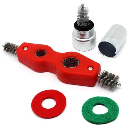 Battery Terminal Cleaner Kit, Battery Terminal Brush & 4 in 1 Copper Tubing Brush & 2pcs Anti-Corrosion Fiber Washers - color: Silver & Red -6pcs Set