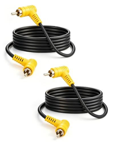 GELRHONR 90 Degree RCA Male to Male Extension Video Cable,4.9FT - color: Dual Grad RCA M to RCA M,1.5M