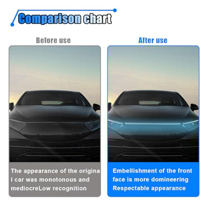71 Inch Exterior Car LED Hood Light Strip, 12V LED Strip Light, Blue - color: Blue