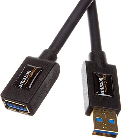 Amazon Basics USB 3.0 Extension Cable, A-Male to A-Female, 4.8Gbps High-Speed, Gold-Plated Connectors, 3.3 Foot, Black - size: 3.3 Feet