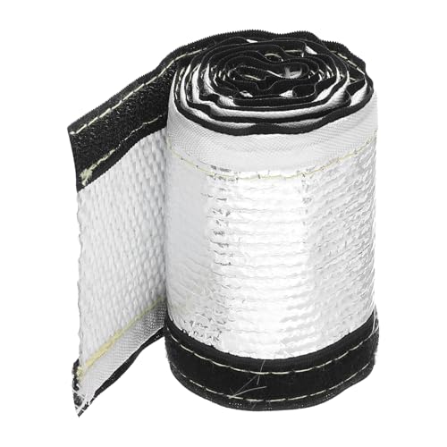MECCANIXITY 1.5mm Heat Shroud Aluminized Sleeving 9/16" ID x 3.2FT Aluminum Metallic Fiberglass Heat Shroud for Fuel Lines Cables Electrical Wiring - size: 9/16" ID x 3.2FT