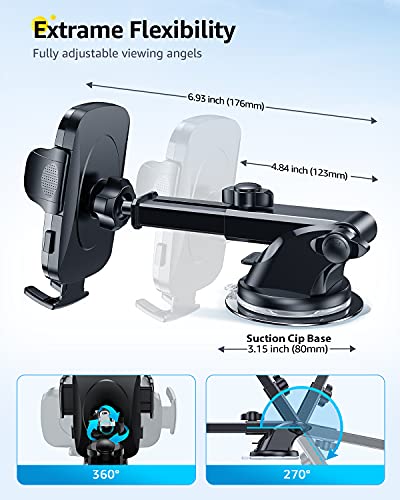 [2025 Stable Nano Suction Cup Phone Mount for Car Universal Hands-Free Suction Cell Phone Holder for Car Dashboard Air Vent Car Phone Holder Mount for Samsung iPhone 16 15 14 Plus Pro Max - size: Dash+Vent+Windshield