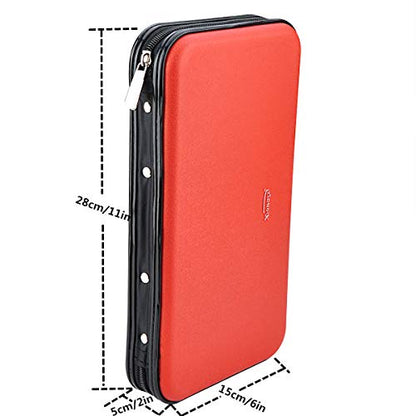 CD DVD Case, 72 Capacity Heavy Duty Wallet, DVD CD Case Holder for Car, Hard Shell Sturdy case, CD Disk Holder, DVD disc Binder, Booklet, Protective Blu-ray Wallet (72 Capacity,Red) - color: Red