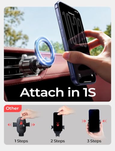 LISEN for MagSafe Car Phone Mount -Strong Magnets Magnetic Phone Holders for Your Car 2-in-1 Vent Dashboard Magnet Cell Phones Holder Mounts Car Accessories fit Note 18 iPhone 17 Pro Max Carbon Fiber - color: NEW Upgraded-Carbon Fiber