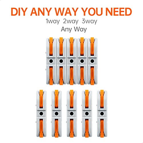 50 Pcs Lever Wire Connectors, 1 Conductor Compact Splicing Wire Connectors for Circuit Inline 24-12 AWG (Orange)
