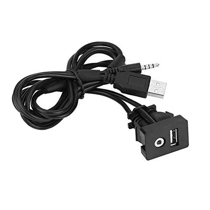 USB and 3.5mm Car Mount Panel, Lightweight Portable Flush Mount Dash Extension Cable with High Speed Data Transfer, for Most Vehicles Audio Devices