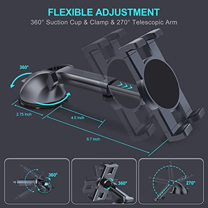 Vadaxx Dashboard & Windshield Car Tablet Mount Holder, 360° Rotatable Suction Cup Window Dash Phone Stand for iPad Pro 12.9/11/10.5/Air/Mini 6/5/4, Galaxy Tab, iPhone 16/15, 4.7"-12.9" Tab Phone