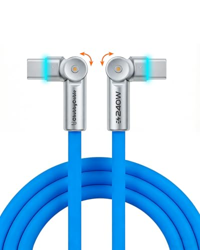 chubbycable RotateX 240W 180° Rotating USB C to USB C Cable, Blue, 6.6ft - color: Blue, size: 6.6ft (2m)
