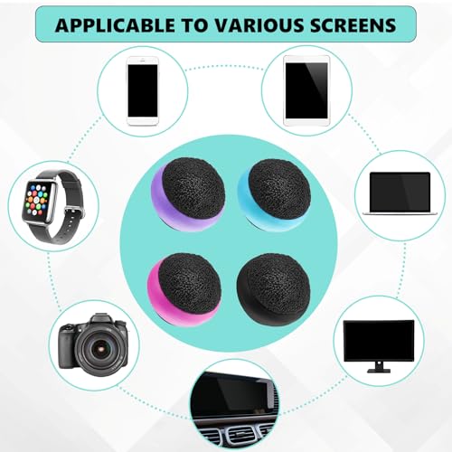 Suclain 4 Pack Screen Cleaner Balls Car Phone Screen Cleaning Cleaner Ball Microfiber Touch Cleaning Ball for Easter Computer Laptop Phone Monitor(Black, Blue, Rose Red, Purple) - color: Black, Blue, Rose Red, Purple