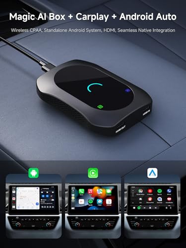 Magic AI Box, Wireless CarPlay/Android Auto Adapter, Car Video Box Supports for Netflix/YouTube/TikTok/TF Card, DriveChat AI Smart Box with GPS/Dual Bluetooth - color: Satin Gray