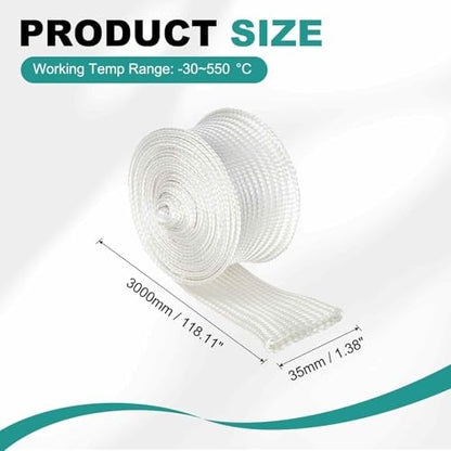 HARFINGTON Braided Sleeving 9.8ft x 1-3/8" High Temp Fiberglass Braid Cable Sleeve for Automotive Home Office Cables Video Cord Management Cable Protection - size: 9.8ft x 1-3/8"