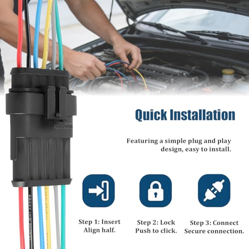 5PCS 6 Pin Car Electrical Wire Connector, Waterproof Male and Female Vehicle Terminal Wire Connectors Plug, Automotive Wire Plug Socket Kit, Universal for Sedan Truck Motorcycle - size: 6 Pin