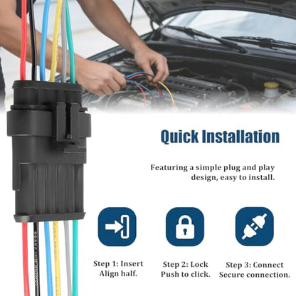 5PCS 6 Pin Car Electrical Wire Connector, Waterproof Male and Female Vehicle Terminal Wire Connectors Plug, Automotive Wire Plug Socket Kit, Universal for Sedan Truck Motorcycle - size: 6 Pin