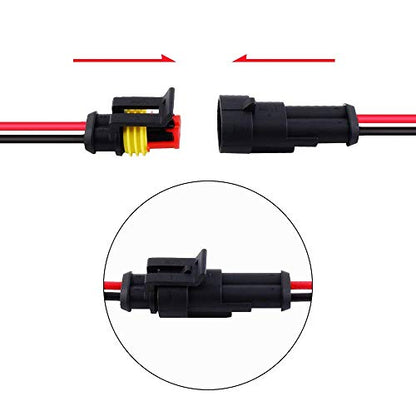 MUYI 2Pin Way 18AWG Waterproof Electrical Connector 2 Wire Connectors-5 Kit - style: 2pin (5sets)