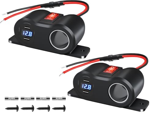 2PCS 120W Dual PD3.0 Outlet Cigarette Lighter Socket Splitter LED Voltmeter - color: Black White, size: 2P