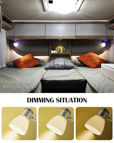 THALASSA RV Interior Lights LED 12V Fixtures Dimmable Boat Reading Lamp 12 Volts 3W Wall Sconce LED for Marine Caravan Camper Van Indoor Warm White Sconces Lighting - color: Brushed Finish
