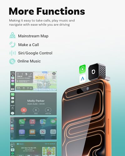 OTTOCAST Mini 2-in-1 Wireless CarPlay/Android Auto Adapter,Auto-Reconnect - color: Black (USB-A&C)