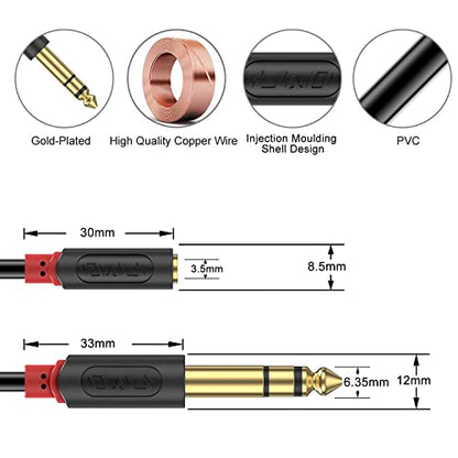 J&D 3.5mm to 1/4 Headphone Adapter Cable, Gold Plated Audiowave Series 3.5mm 1/8 inch Female TRS to 6.35mm 1/4 inch Male TRS Stereo Audio Cable for Mixer Guitar Piano Amplifier Speaker, 3FT - size: 3 Feet