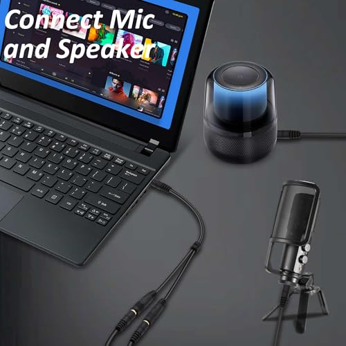 3.5mm TRRS Headphone Splitter Y Cable Adapter 20cm
