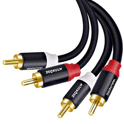 2-RCA Audio Cable 12 ft 2RCA Male to 2RCA Male Stereo Dual RCA Shielded Gold-Plated 2 RCA Subwoofer/Speaker Cable for car Audio Video Cord, Hi-Fi Systems or Home Theater, HDTV (1,Black, 12FT) - size: 12FT