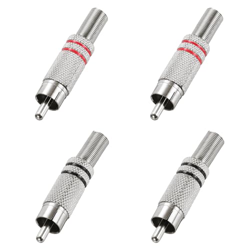 MECCANIXITY 10Pcs RCA to Speaker Wire Connector, RCA Solder Male Silver Plated Stereo Audio Connector Adapter 5.7MM Jack Plug