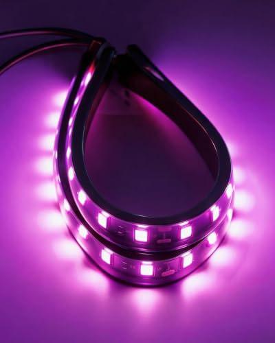 Keiurot 12.5In 12V Led Light Strip for Car Motorcycle Golf Cart Pink 4Pack - color: Pink Led Strip