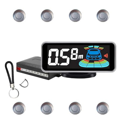 Backup Parktronic System 8-Sensor with LCD Display & Car Keychain,Distance Detection (Meter/Feet),English/Spanish/Beep Alert Options 20 Color Probes:8 Main Colors 20mm Compact Elegant Design - color: Light Grey