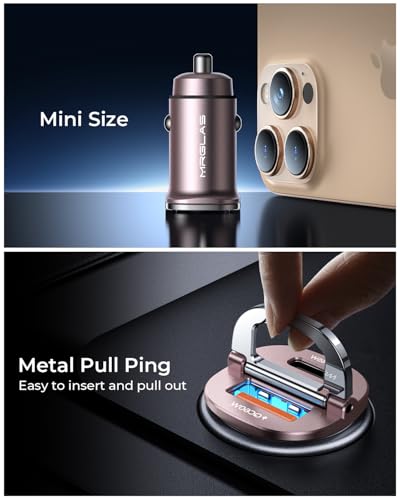 MRGLAS 125W USB C 차량용 충전기, USB C 차량용 충전기 어댑터 고속 충전 - color: 핑크