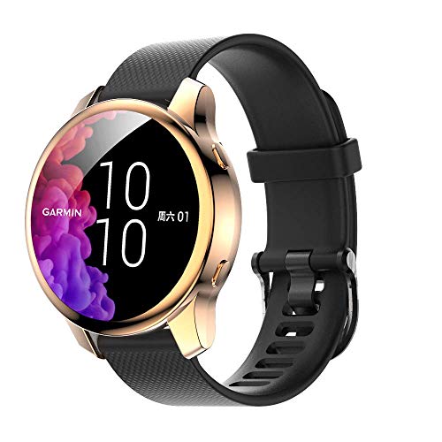 Compatible with Garmin Venu Waterproof Protective Case Soft TPU Plated All Around Scratch-Proof Screen Protector Cover for Garmin Venu GPS Smartwatch (Rose gold) - color: Rose gold