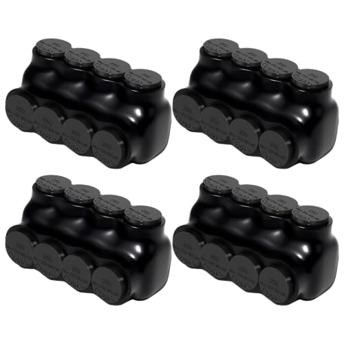 6AWG-250Kcmil Insulated 4 Port Inline Splice Connector Black Wire Connectors,Allen Hex 5/16" Insulated Cable Connectors Pre-Loaded Oxide Inhibitors,UL Listed(4pcs) - color: 6AWG-250KCMIL-Black, size: 4port-4pc