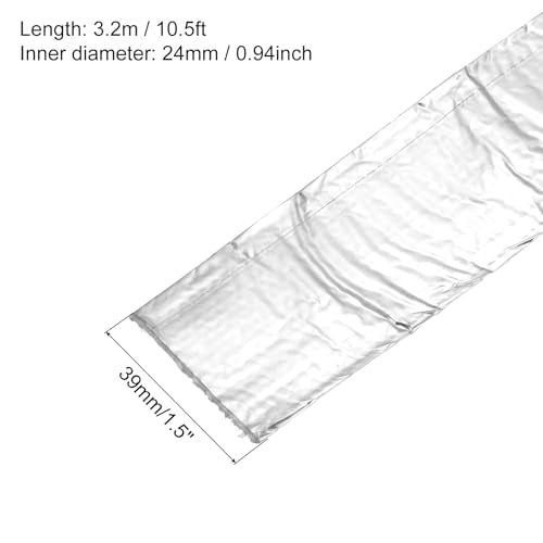 MECCANIXITY Heat Shroud Aluminized Sleeving 15/16" ID x 10.5FT Aluminum Metallic Fiberglass Heat Shroud for Fuel Lines Cables Electrical Wiring - size: 15/16" ID x 10.5FT