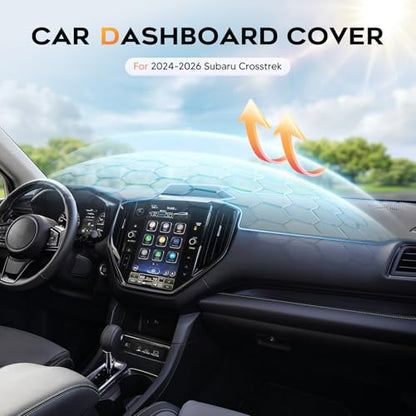 Sunsdrew Upgraded Gray Dash Cover for 2024-2026 Subaru Crosstrek Accessories,Custom Fit Dashboard Cover Mat Anti-Glare UV Protector Non-Slip - size: 24+Crosstrek Dash Cover(Gray)