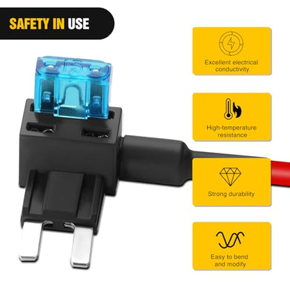 Nilight Fuse Holder Add-a-circuit Fuse TAP Adapter Mini ATM APM Blade Fuse Holder-10 Pack , 2 years Warranty - color: 10Pcs Mini