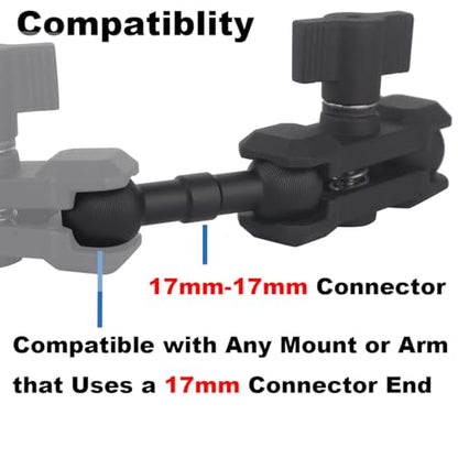 17mm Ball Mount Extension Adapter, 360° Rotation Extension Rod for Jeep Car Air Vent Dashboard 17mm Phone Holder, Compatible with Garmin GPS Mount, Aluminum