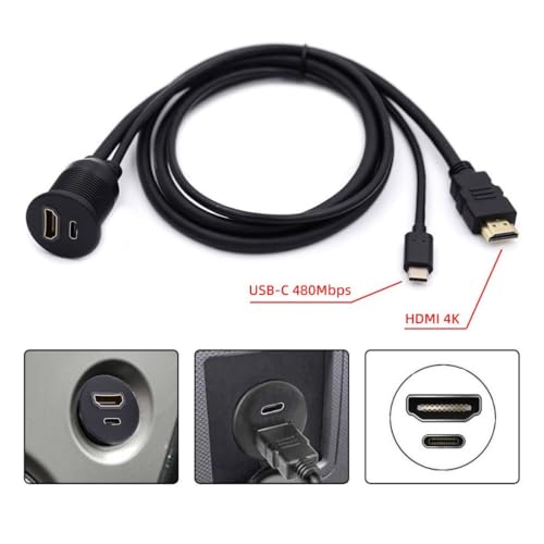 chenyang USB C & HDMI 4K Flush Car Latch Mount Waterproof Dustproof Adapter - style: HDMI/USB 2.0 Type C