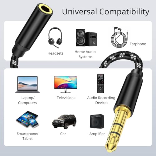 TNP 3.5mm Headphone Extension Cable, 6-Inch Male to Female AUX, Black - size: 6 INCH