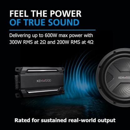 KENWOOD KAC-M5001 Compact Car/Marine Monoblock Class D Amplifier, 600W, IP67/IP66 Waterproof & Dustproof Subwoofer Amp, Speaker Level Input, Signal Sensing Turn-On, Wired Level Control