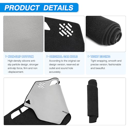 Sonata Dash Cover-Dashboard Cover for Hyundai Sonata 2011 2012 2013 2014 Accessories Suede Dash Mat for Sonata Anti-Glare and Sun Protection Back - size: Hyundai Sonata 2011-2014