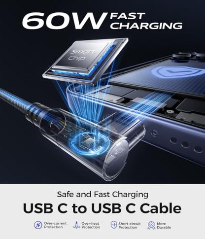 USB C to USB C Cable 90 Degree [2Pack 6FT], 60W USB C Fast Charging Cable - color: Gray, size: 6FT, style: USB C to USB C